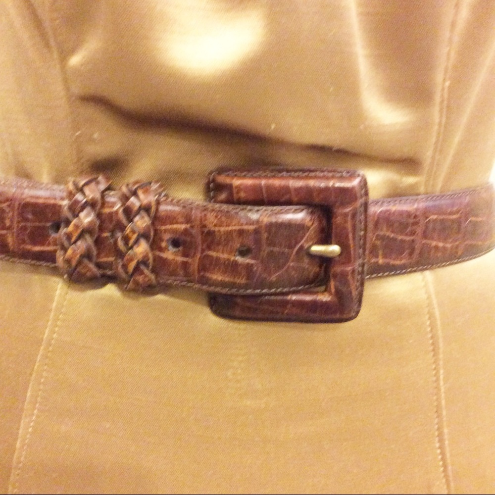 Brighton Brown Croco-Embossed Geniune Leather Belt - Picture 2 of 5